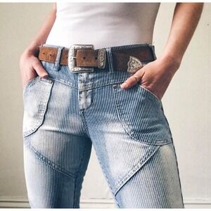 NWT Free People Railroad Pinstripe Hickory Bleached Skinny Jeans Size 27